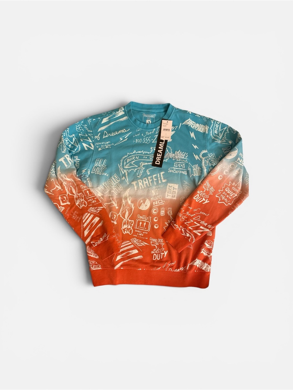 Dreamland Ombre Graphic Crewneck Sweatshirt - Teal & Orange